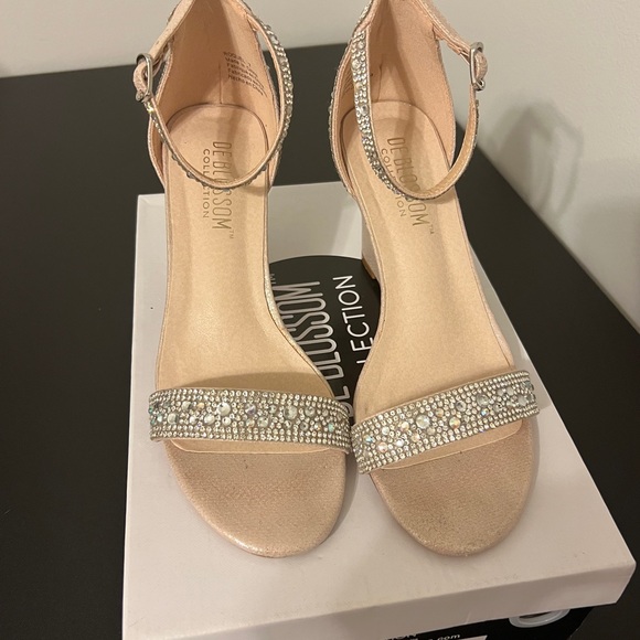 DeBlossom Collection Pave Crystal Embellished Metallic Wedge blush color - Picture 3 of 7